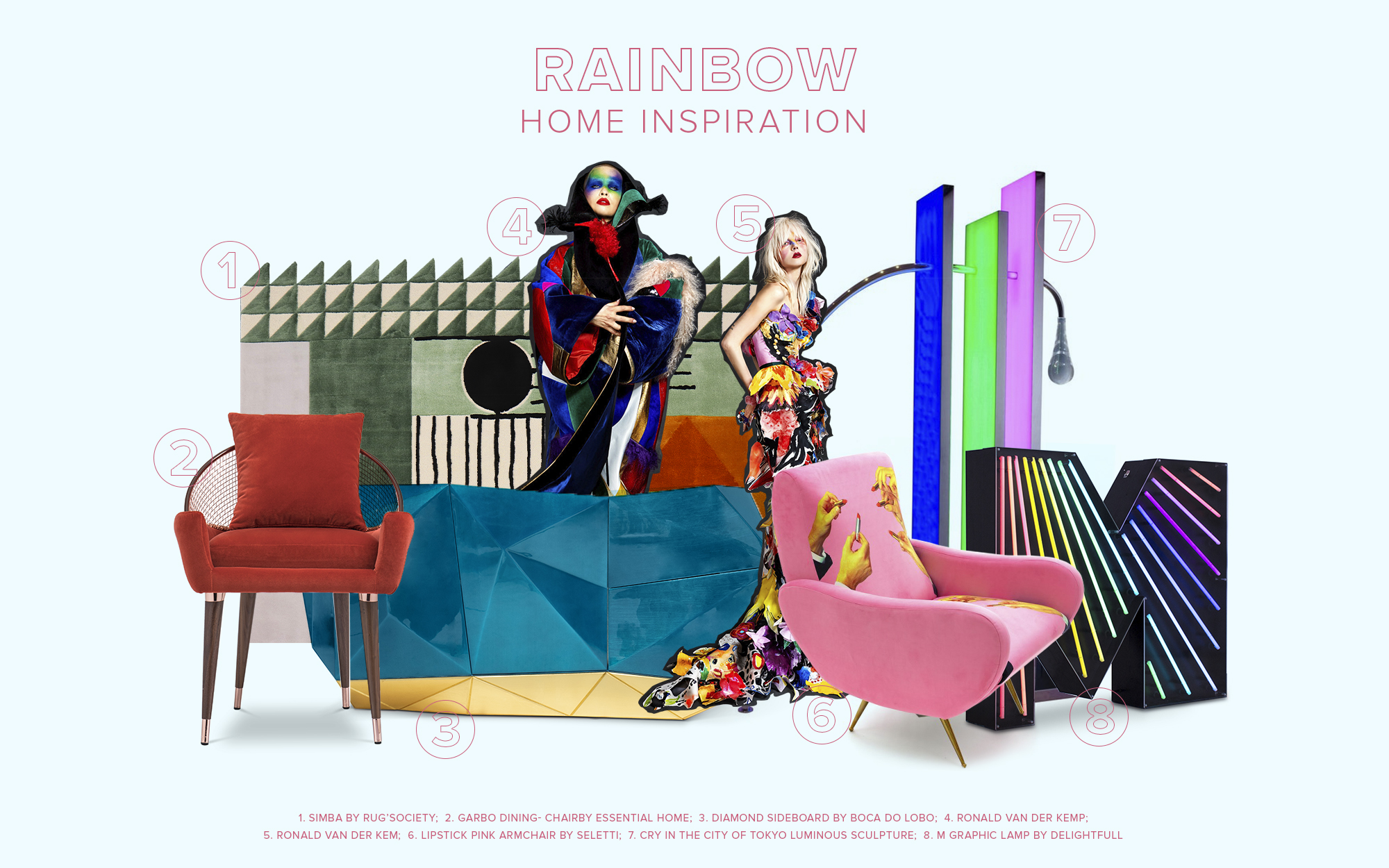 Modern Interior Design with Breathtaking Rainbow Color Combinations