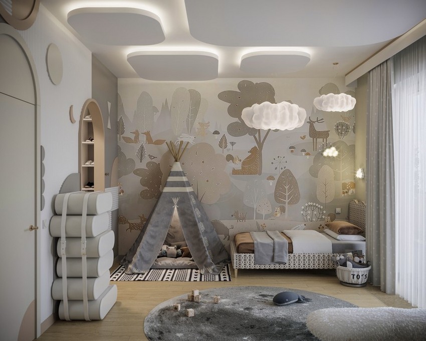 Cloudy Kids Bedroom Design With Modern Elements | Covet House Blog