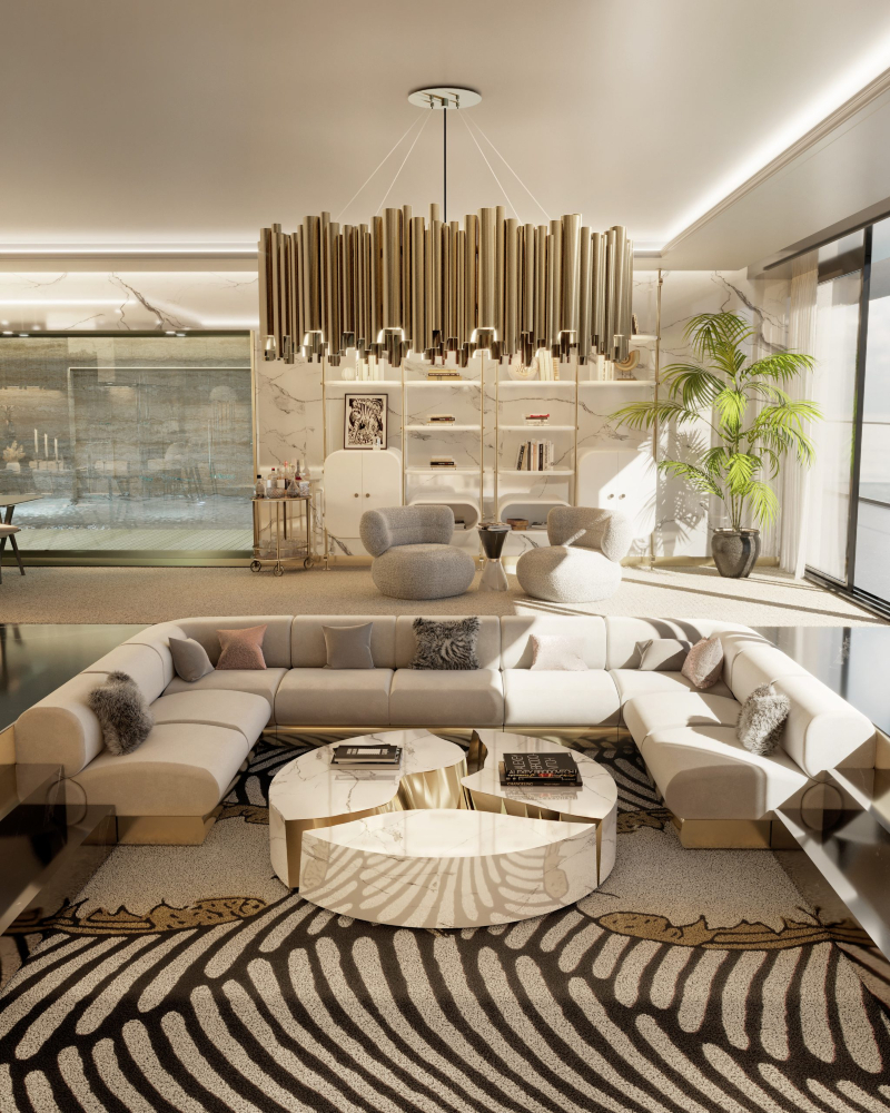 Modern and Luxurious Living Room - Golden Hour Light