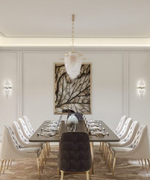 Luxury Dining Room With Gold Tones