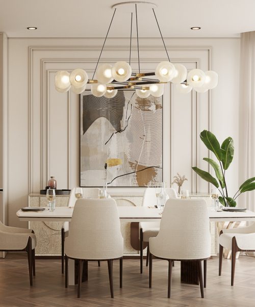 NEUTRAL DINING ROOM WITH A LUXURY DESIGN