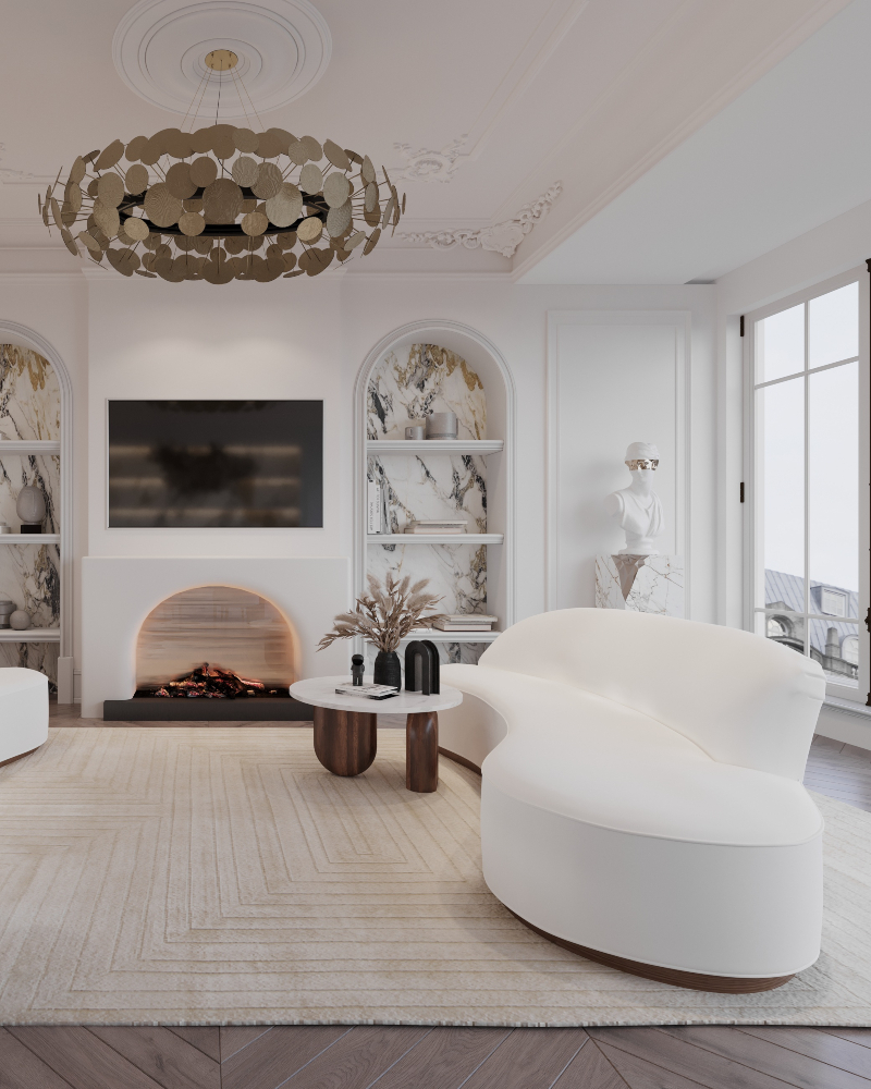 All-white Minimalist And Contemporary Open Space by Marina Dolynna
