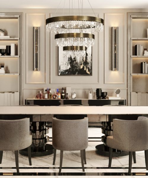 MODERN WHITE AND BROWN DINING ROOM
