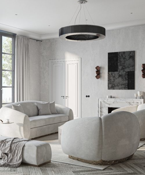 Modern Clean Smooth Living Room by Olga Bondareva