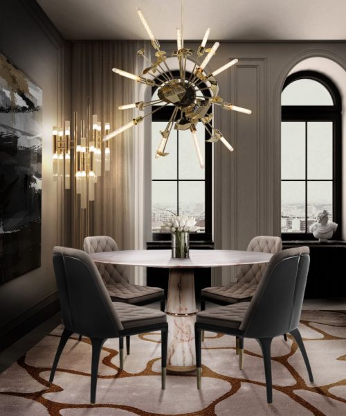 A Luxury Dining Room Design With Neutral Tones and Golden Details