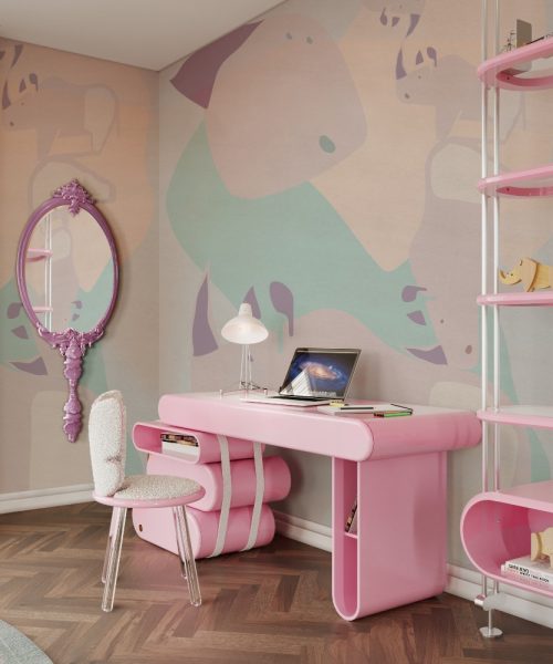 Girl's Study Area: A Pink Boom!