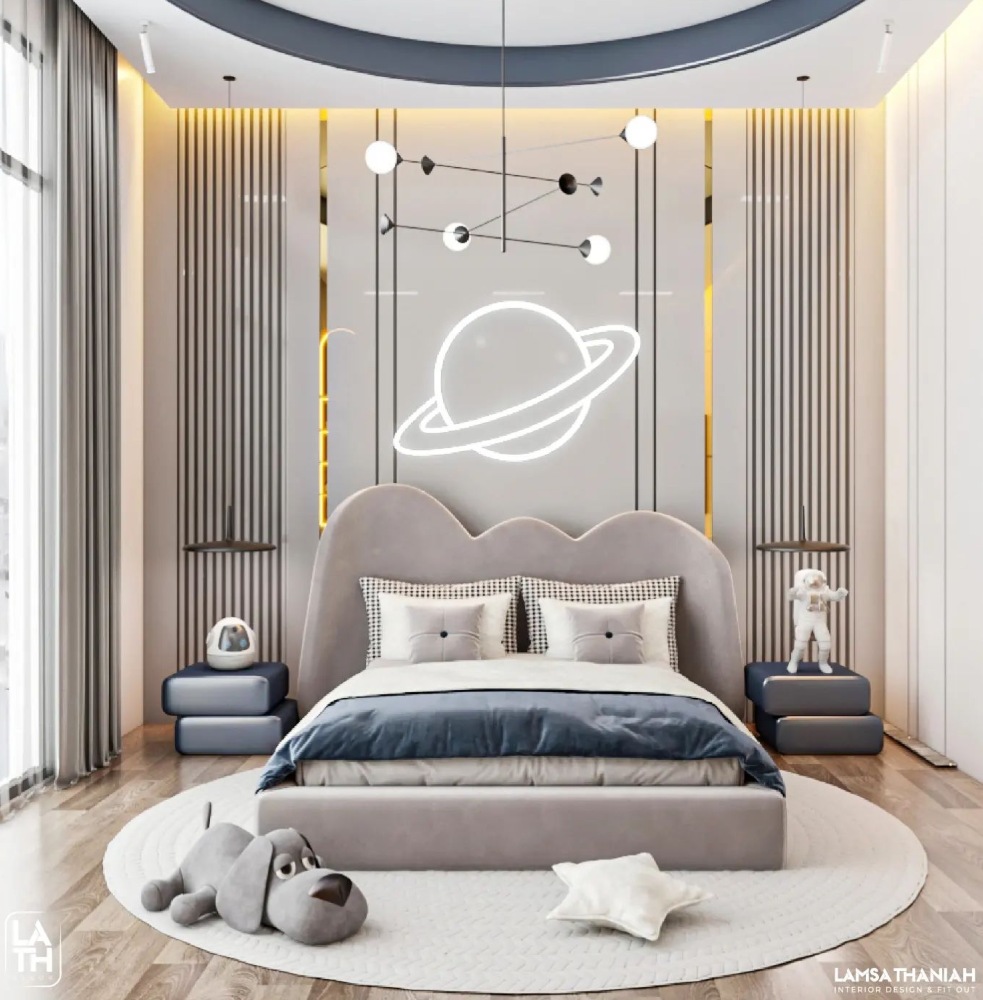 Space-Themed Bedroom In Neutral Tones