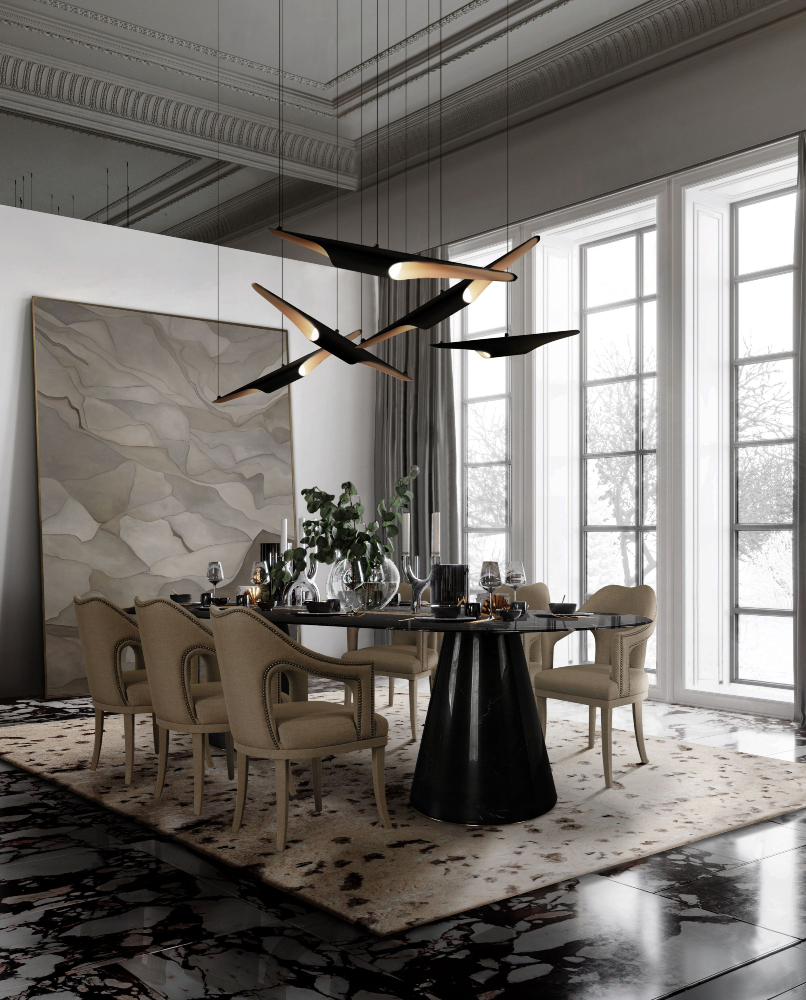 Neutral Tones Collide Smoothly In This Luxury Dining Room