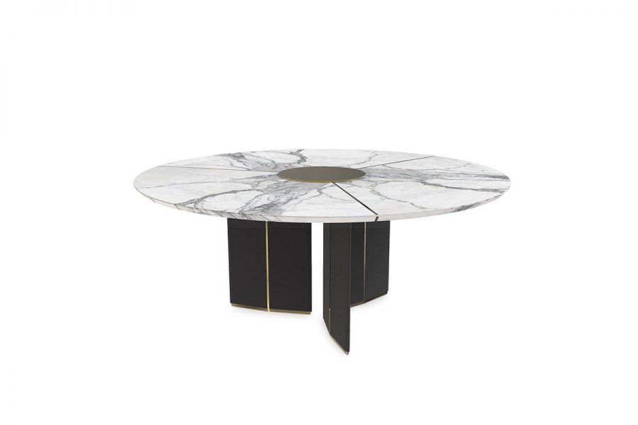 Algerone Dining Table By Luu Covet, Valentina Brass Round Dining Table